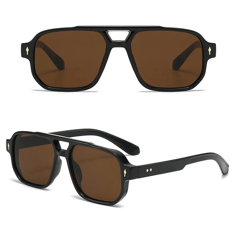 Chic black aviator sunglasses women stylish‎ brown lenses and subtle gold accent